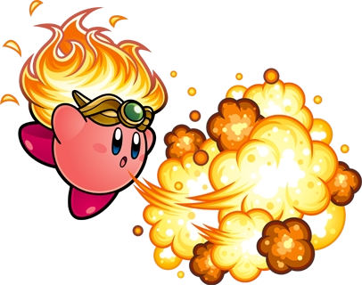 Fire Kirby Breathing Fire - Kirby Super Star Ultra Fire (406x320)