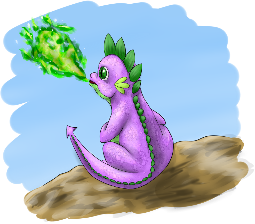 Spike Breathing Fire By Stormcrow-42 - Illustration (1024x912)