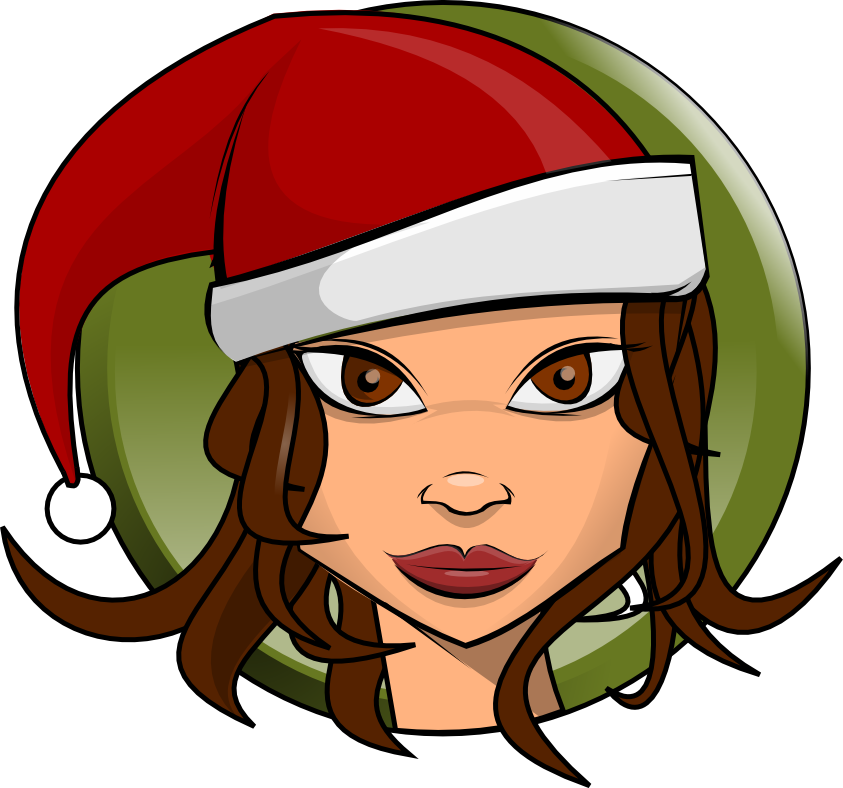 Free Woman Wearing Santa Hat Clip Art - Santa Lady Clipart (843x788)