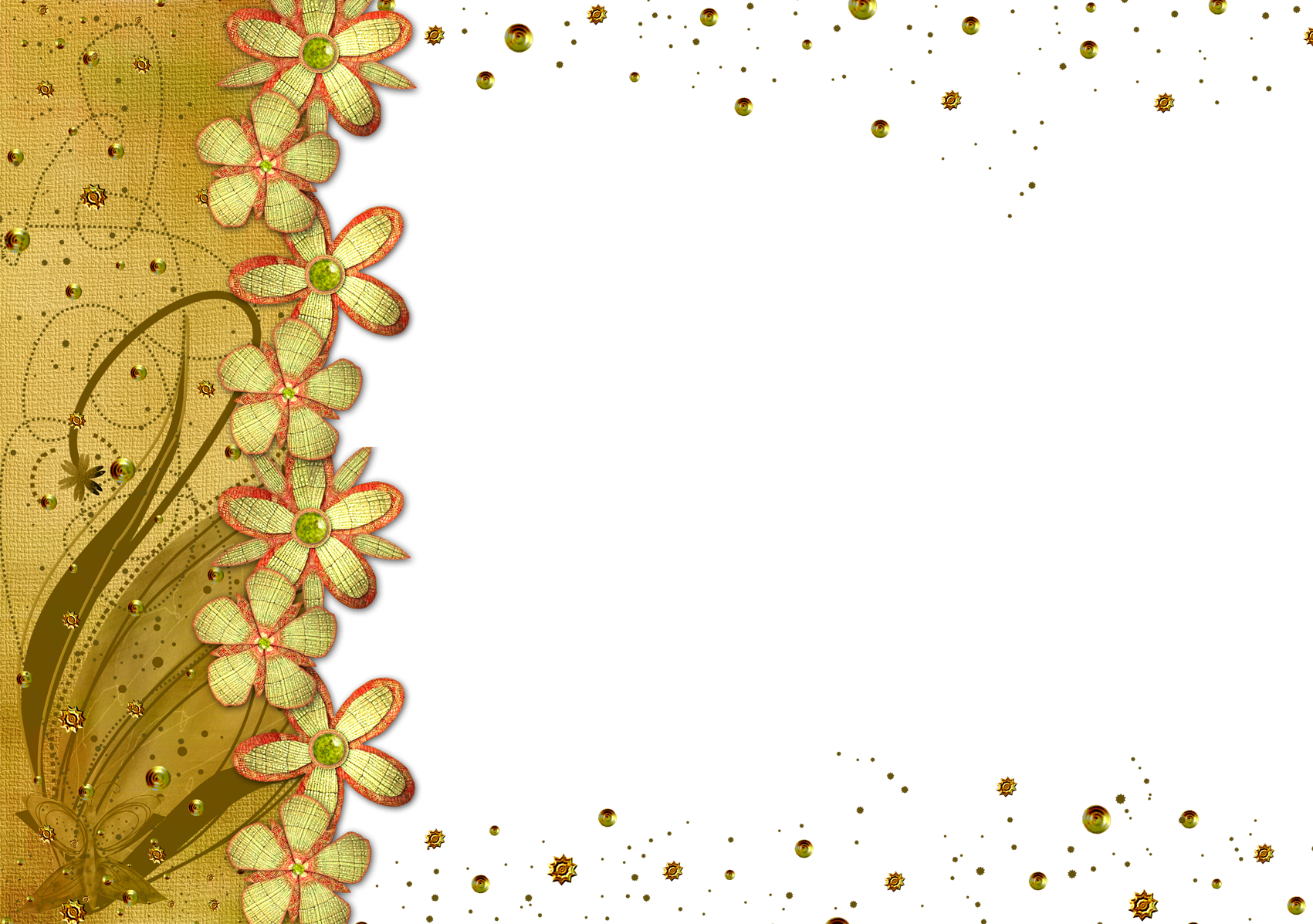 Gold Flower Frame Png Transparent Picture - Png Flower Images With Transparent Background (1701x1197)