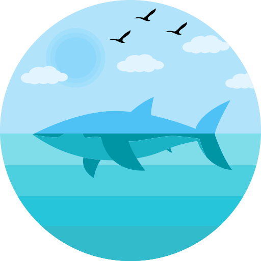 Flat, Multicolor, Shark Icon - Project Save The Oceans (512x512)