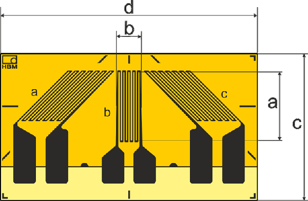 Hbm 1 Ry81 6/350 Rosette Strain Gauge For Ferritic - Diagram (600x392)