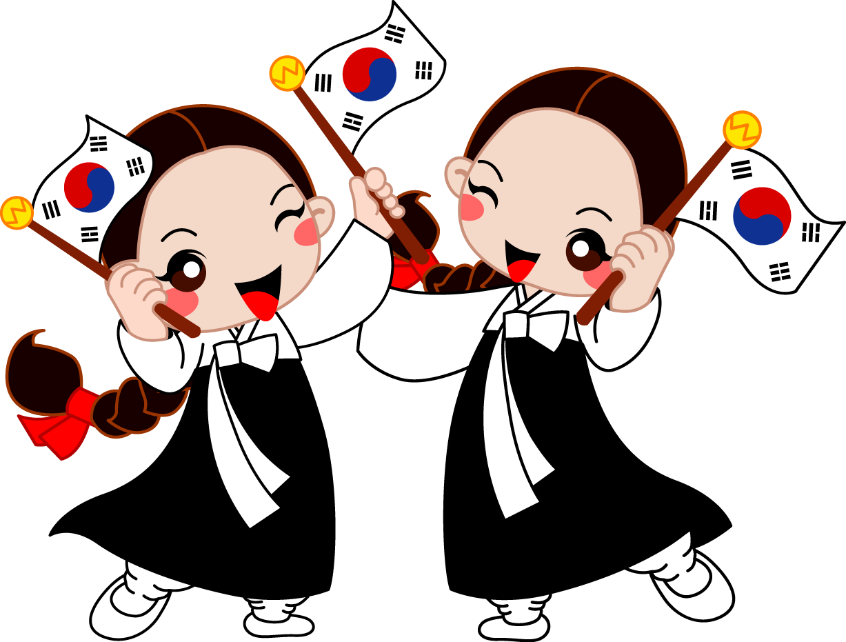 Flag Of South Korea Independence Day Clip Art - Hanbok Cartoon (1227x931)