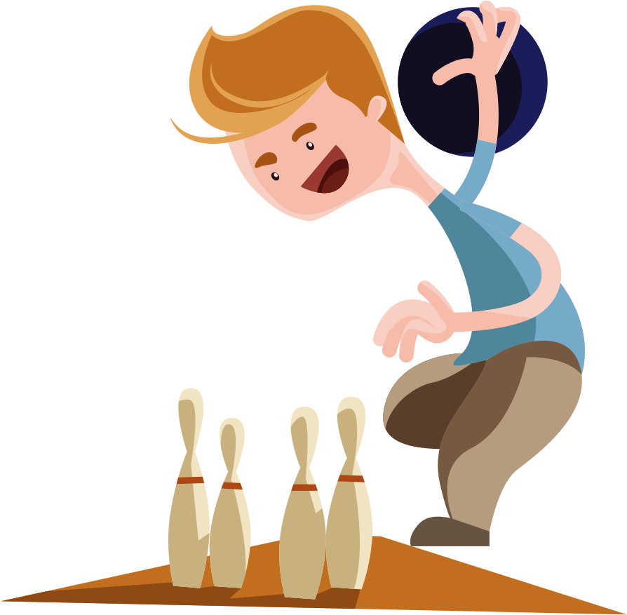 Ten-pin Bowling Cartoon Illustration - Playing Bowling Cartoon (1000x1000)