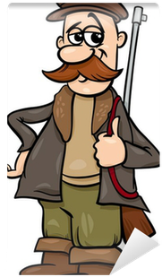 Carta Da Parati Fiaba Cacciatore Cartoon Illustrazione - Little Red Riding Hood Hunter (400x400)