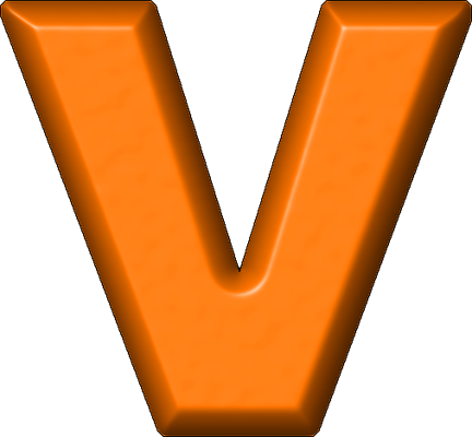 Presentation Alphabet Set - Letter V Orange Png (432x400)