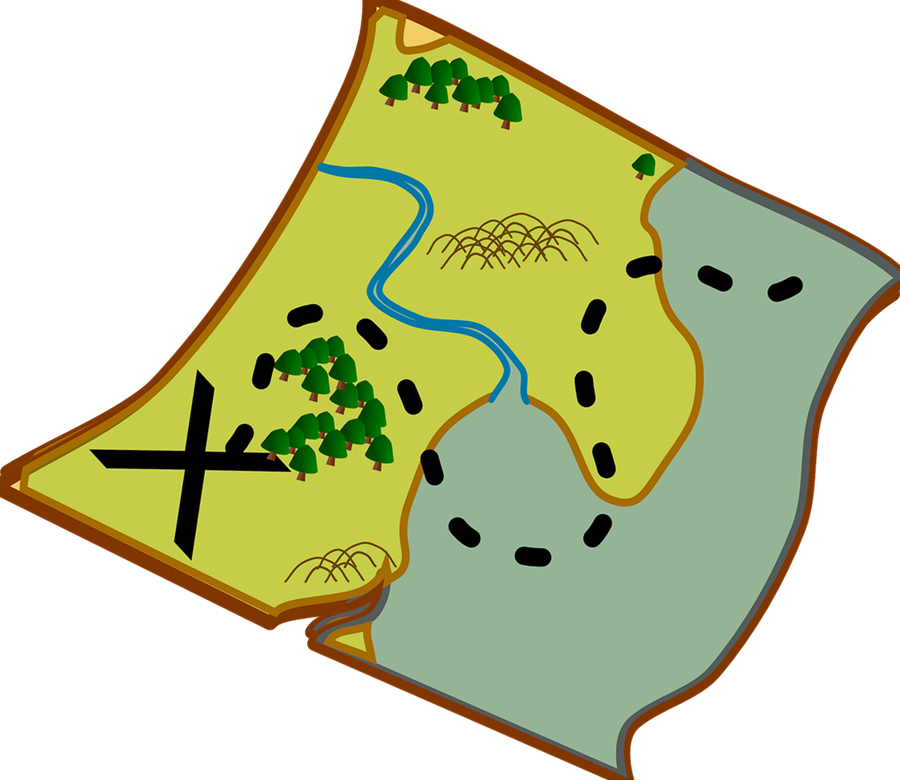 How To Draw A Treasure Map, Pirates Map - Clip Art (900x780)