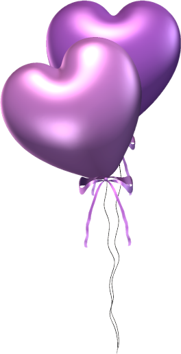 Two Purple Heart Balloons - Purple Balloons Psd (264x516)