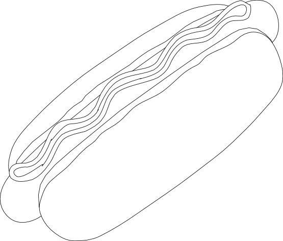 Hot - Dog - Clipart - Black - And - White - Hot Dog Png White (555x472)