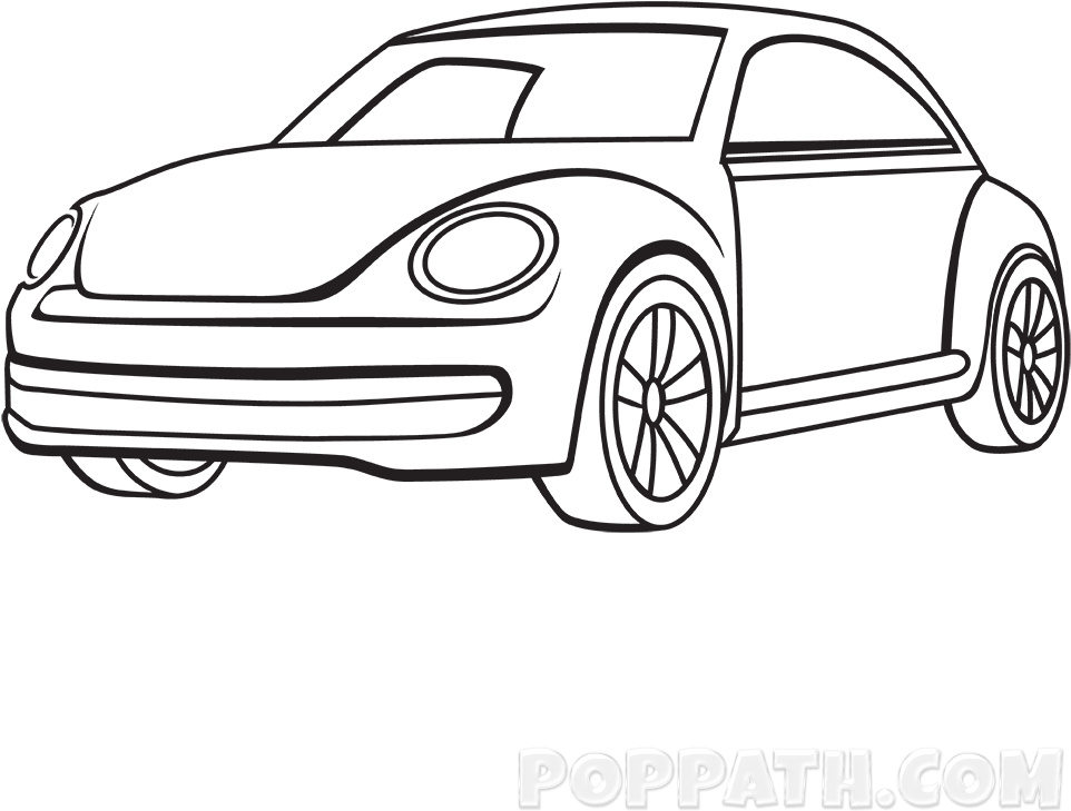 Car By Drawing The Rest Of The Hood, The Headlights, - Headlamp (1000x1000)