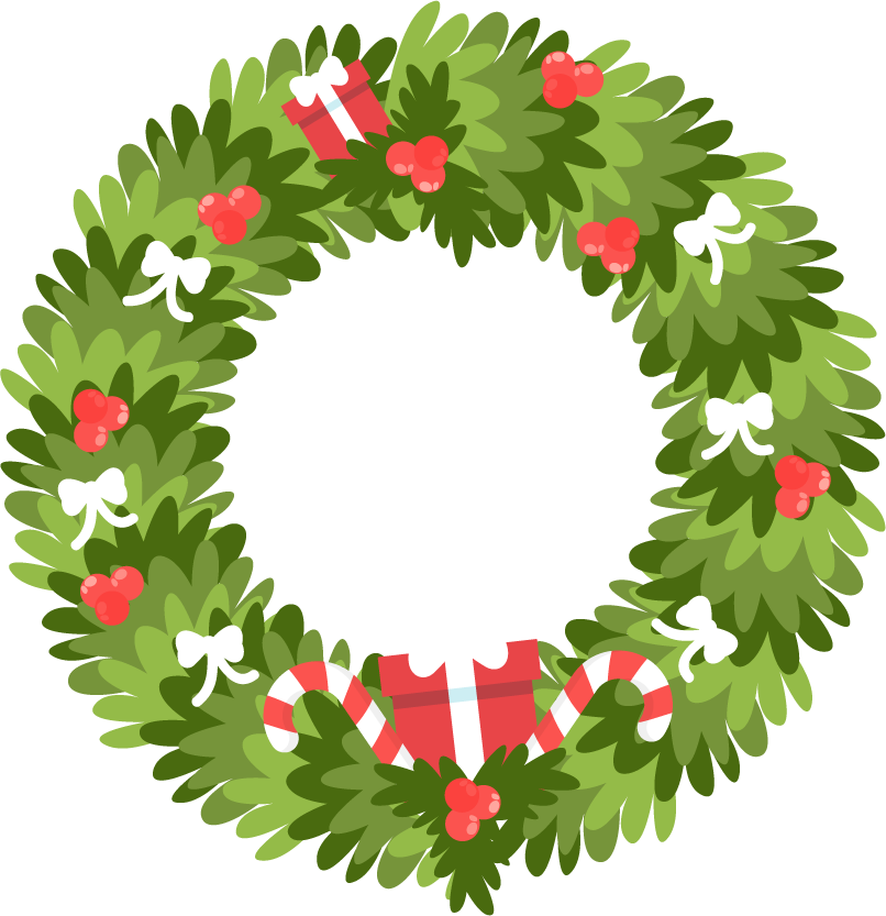 Candy Clipart Garland - Christmas Wreath Icon (806x833)