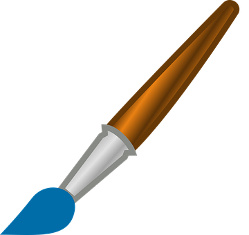Blue, Paint, Brush, Brown, Silver, Art - Paint Brush Clip Art Transparent (360x340)