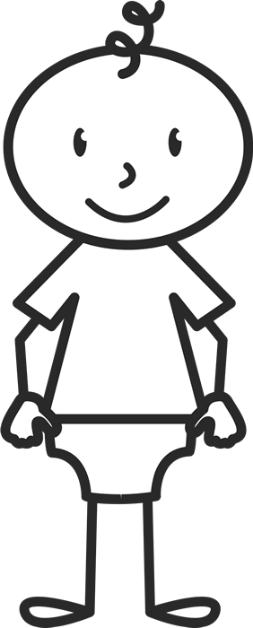 Newborn Baby With Curly-q Stamp - Stick Figure With Glasses (282x700)