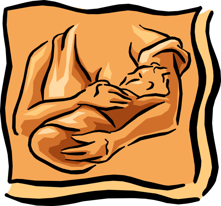 Vector Illustration Of Mother Breastfeeding Nursing - Breast Feeding From A Hiv Infected Mother (751x700)
