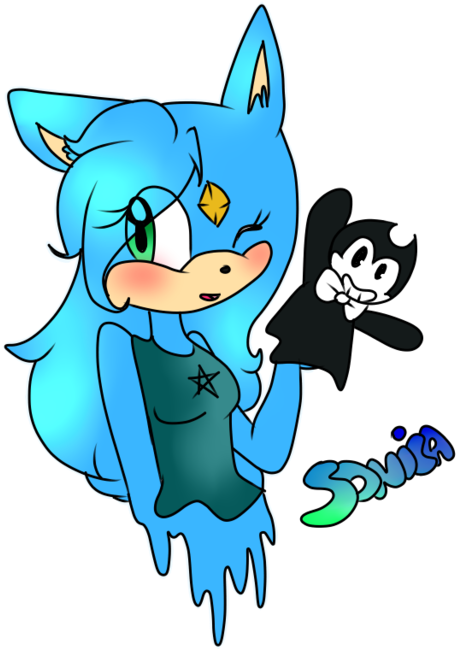 Sonica And Puppet Bendy By Shadina-hedgehog - Drawing (600x711)