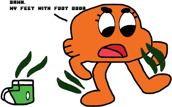 Darwin With Foot Odor By Marcospower1996 - Amazing World Of Gumball Darwins Shoes (600x524)