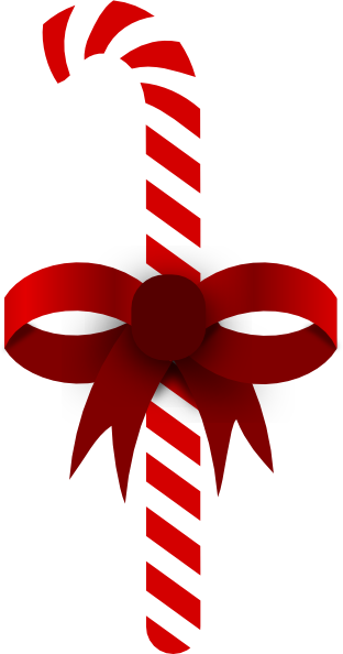 Candy Cane With Ribbon Png (312x594)