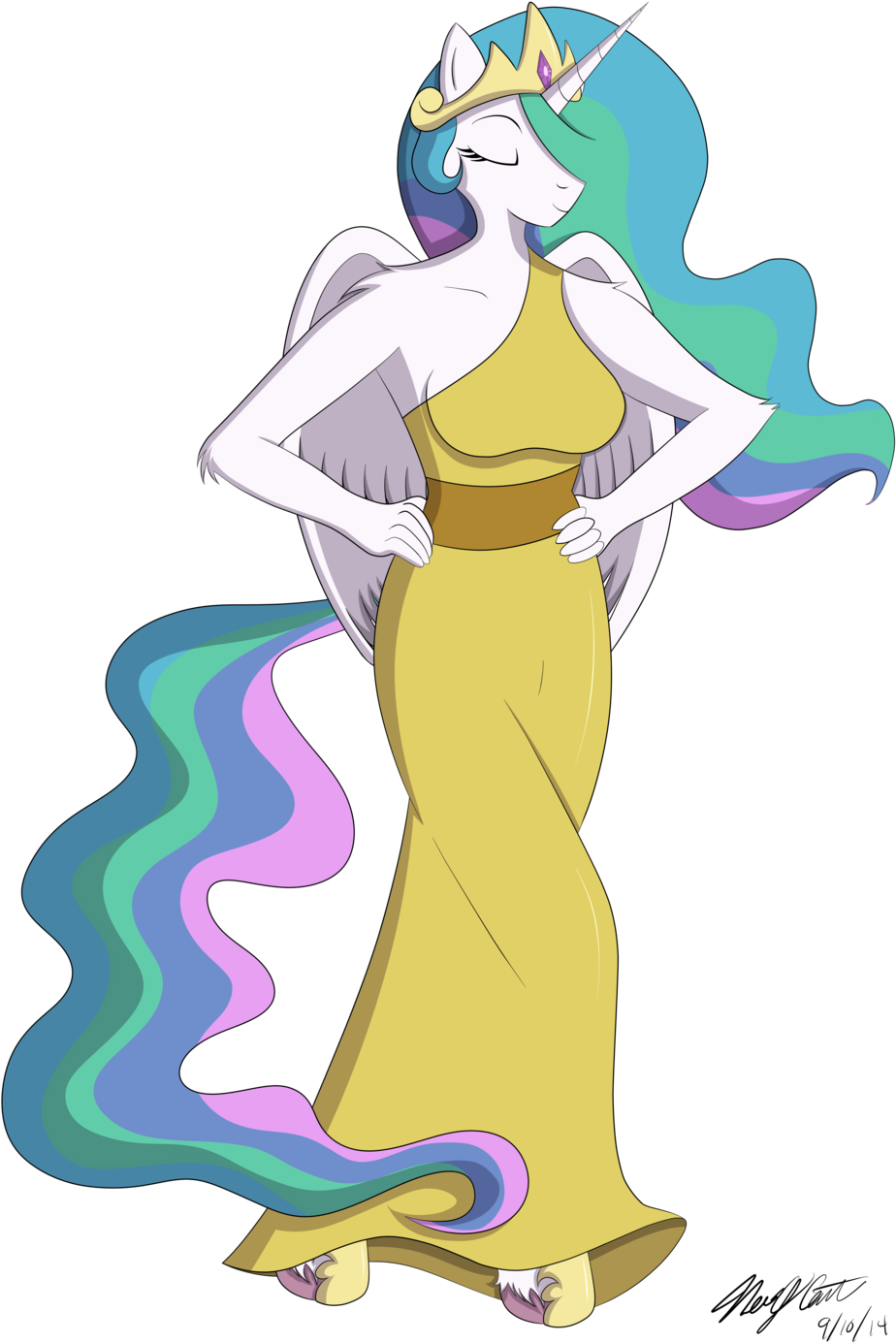 View Vs Download Ds - Mlp Celestia Anthro Dress (1024x1461)