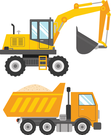 Kids Tipper And Digger Wall Sticker - Boys Room Construction Ideas (374x455)