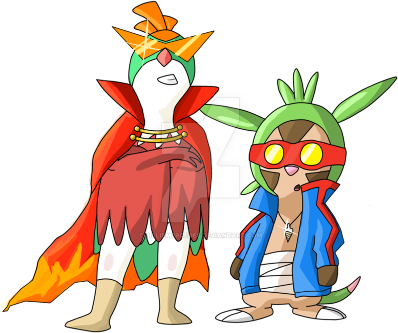 Hawlucha The Great, Chespin The Digger - Cartoon (1017x786)