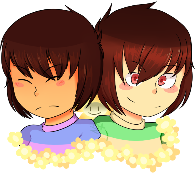 Two Kids And A Flower - Cartoon (686x608)