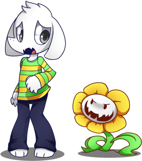 Undertale-asriel And Flowey By Silvishinystar On Deviantart - Flowey (600x549)
