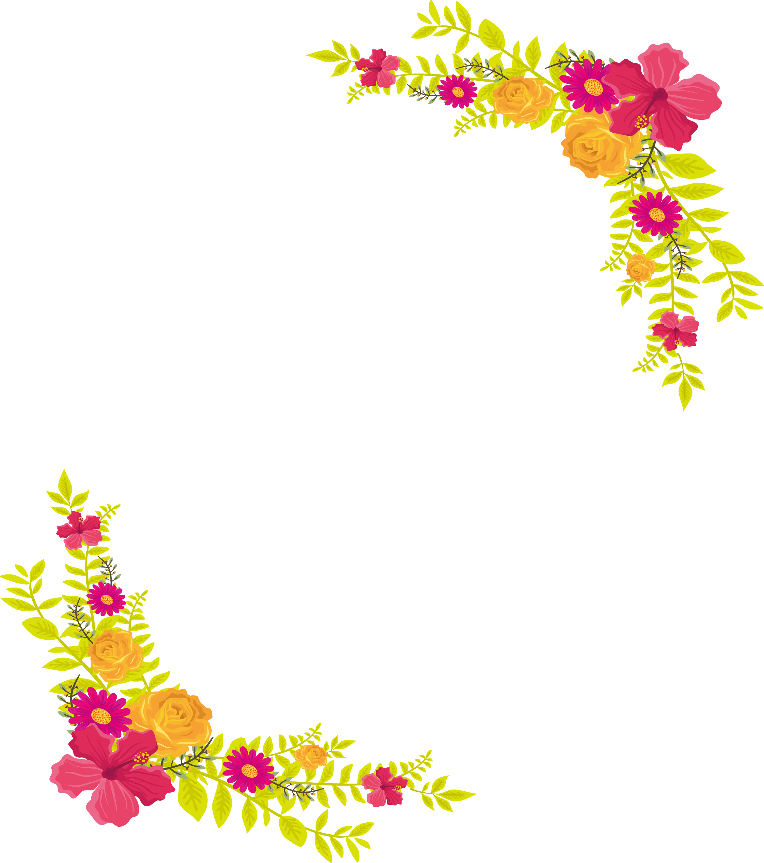 Yellow Flower Computer File - Yellow Flower Border Png (2443x2760)