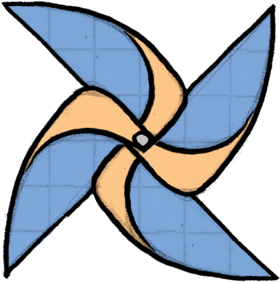 The Head Of The Pin Forms The Centre Of The Pinwheel - Cartoon (497x500)