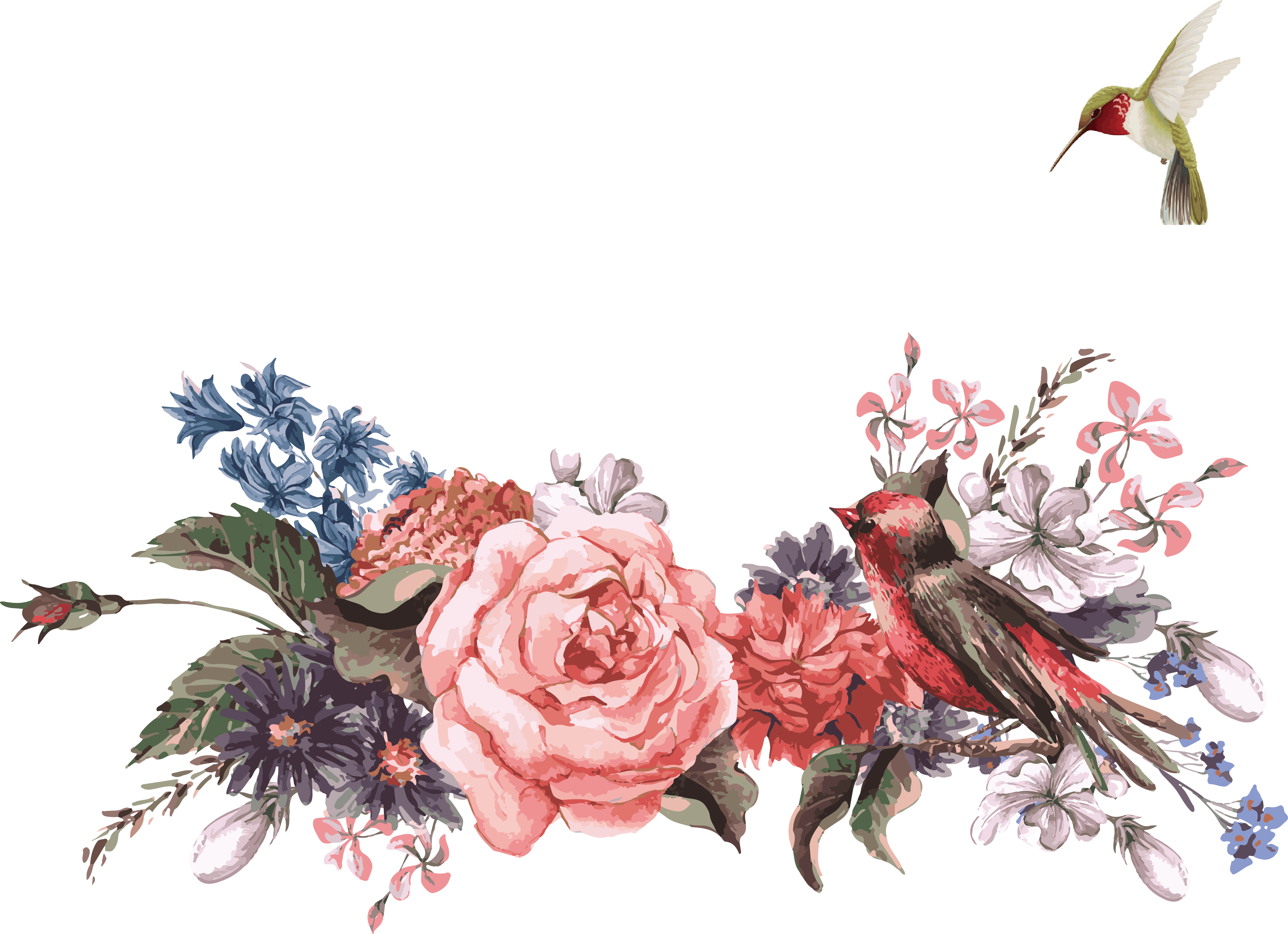 Bird Flower Royalty-free Illustration - Png Free Flower Vector (5152x3737)
