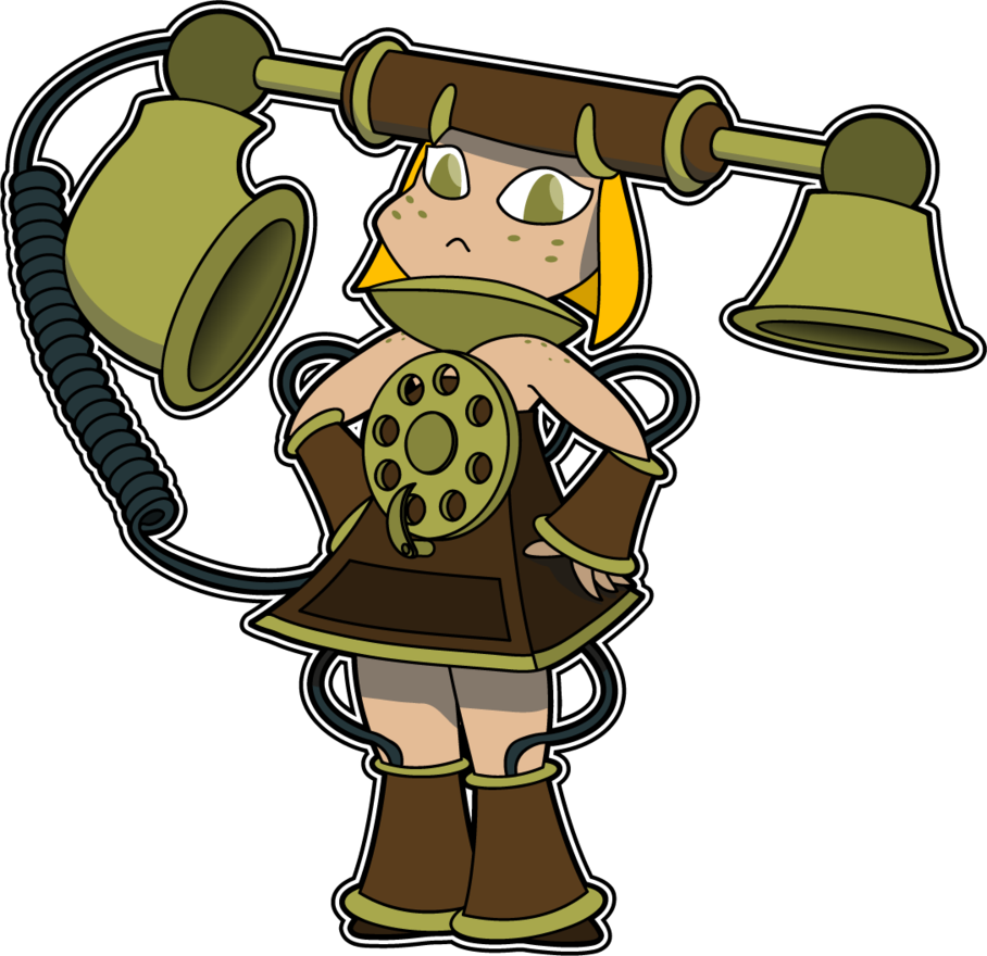 Antique Phone Girl By Sageroot - Cartoon (908x880)