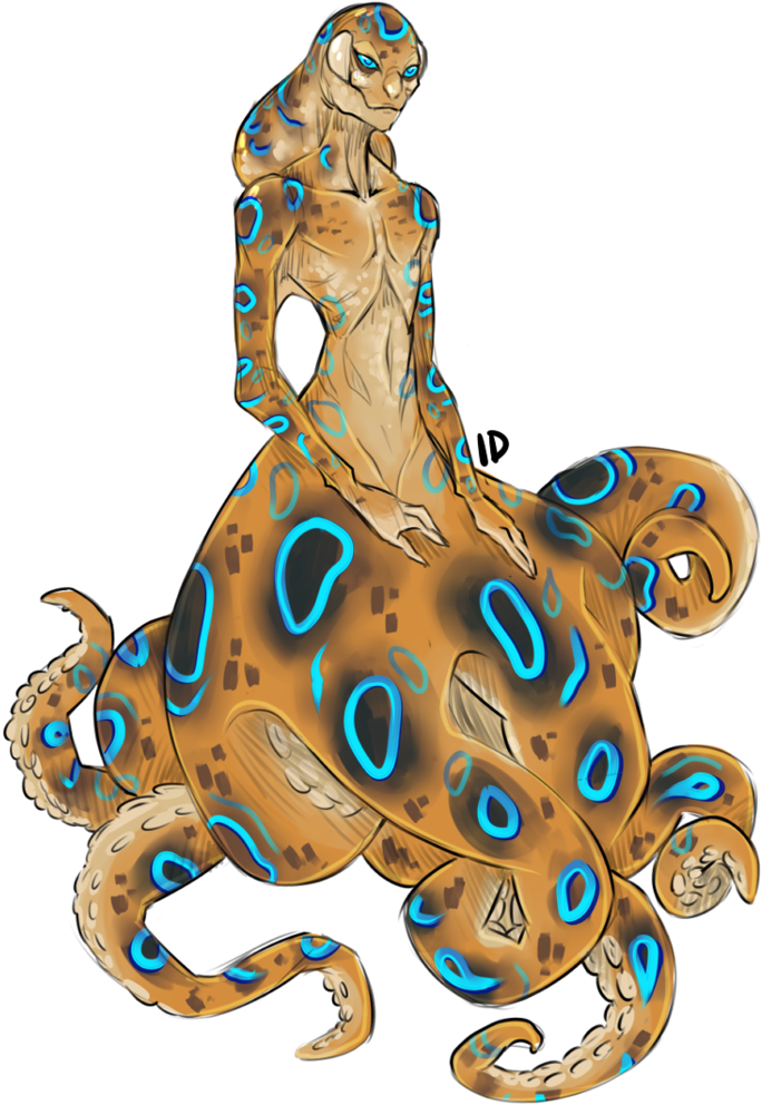 [a] Blue-ringed Octopus - Blue Ring Octopus Art (747x1070)