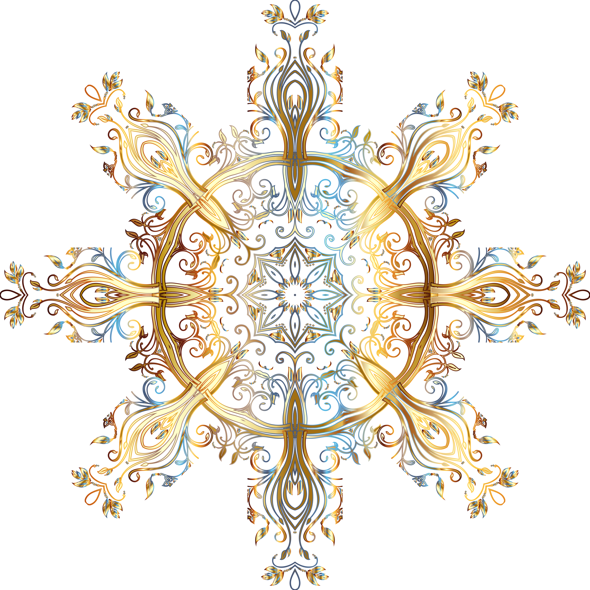 Gold Flourish Ornament 4 No Background - Gold Ornaments Background Png (2306x2306)