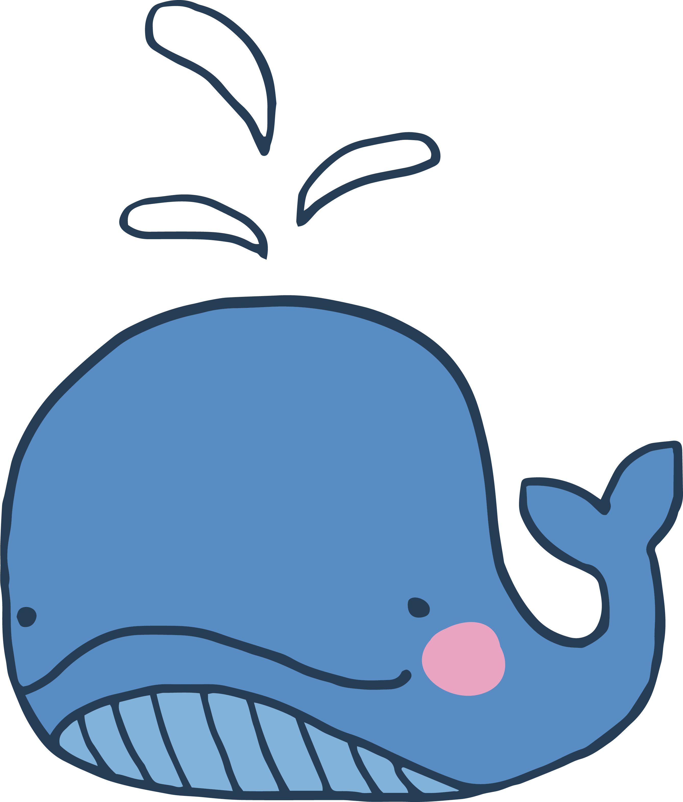 Right Whales Porpoise Blue Whale Sticker - Cute Whale Vector Png (2677x3142)