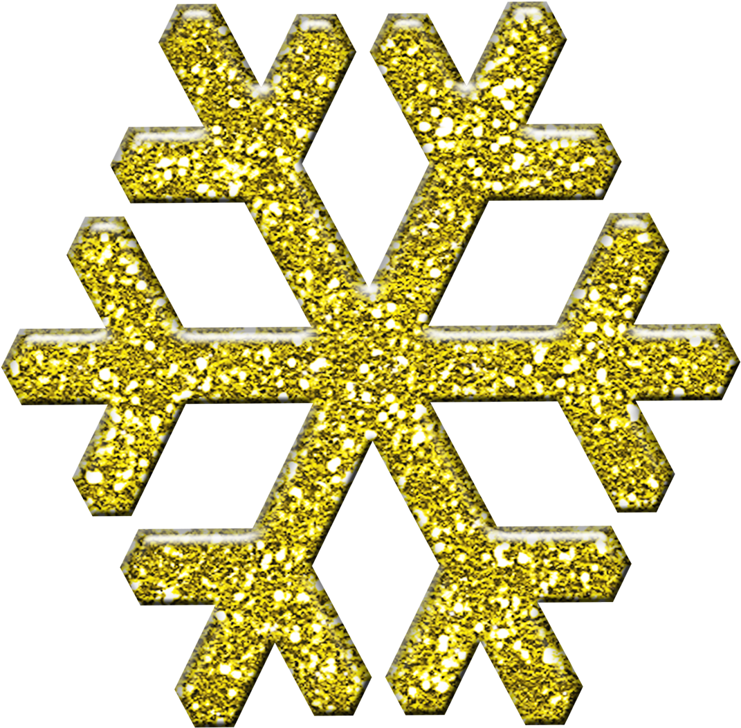 Gold - Gold Glitter Snowflake Clipart (1155x1155)