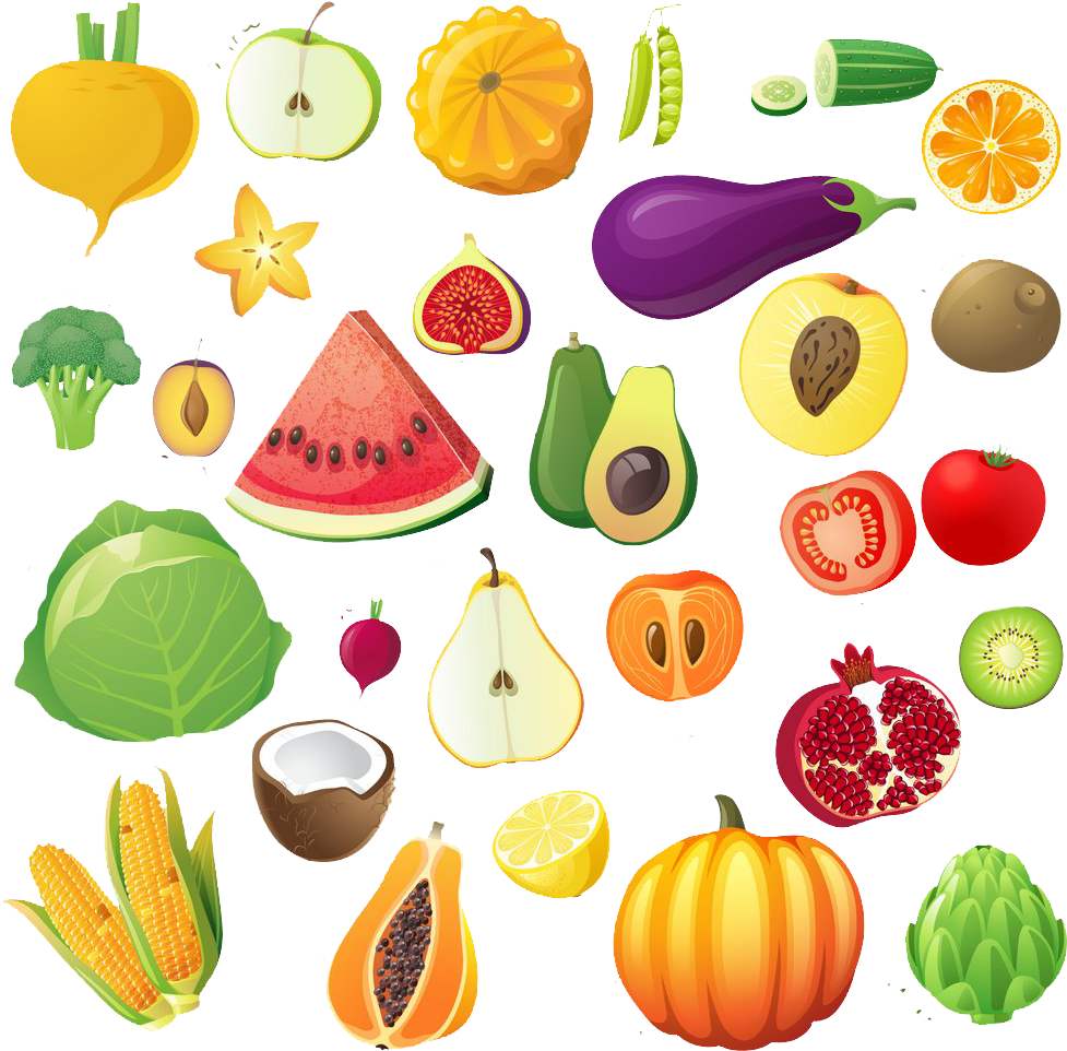 Fruit Vegetable Drawing Illustration - Fruit And Vegetable Drawing (1000x1000)