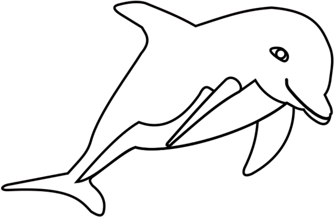 Dolphin Clipart Black And White Dolphin Outline Svg - Delfín Omalovánky (700x455)