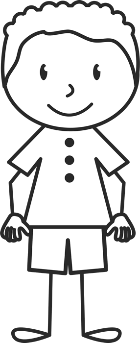 Boy In Button Up Shirt Stamp - Stick Figure With Glasses (286x700)