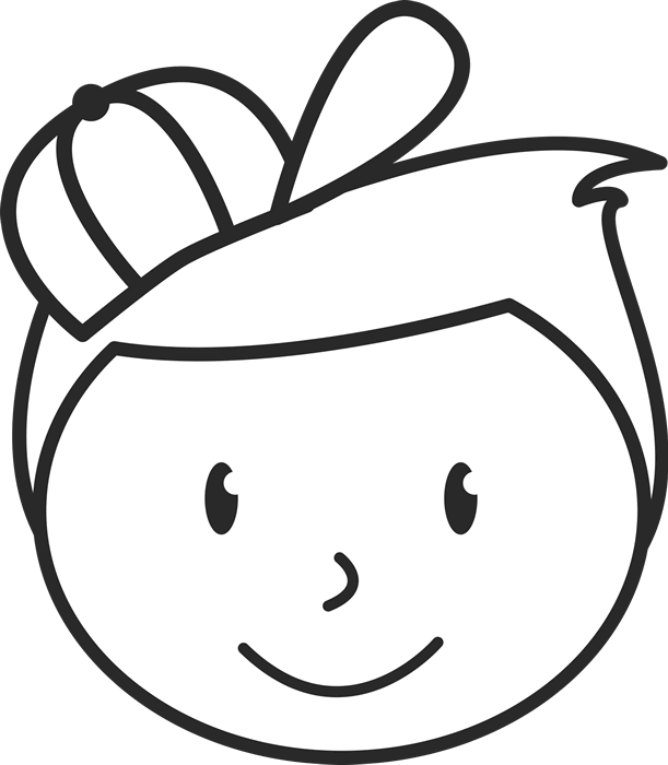 Boy With Perfect Hair And Hat Face Stamp - Stick Figure With Glasses (611x700)