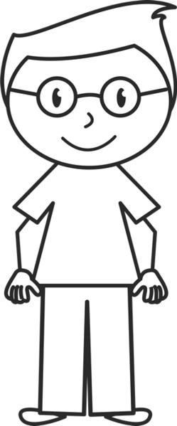 Boy With Glasses And Stylish Hair Stamp - Stick Figure With Glasses (249x599)