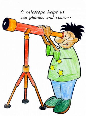 Family Night - Astronomy - Telescope Coloring Page (340x460)