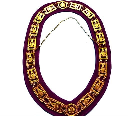 Past Master Chain Collar Golden Finish Purple Backing - Circle (512x463)