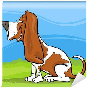 Basset Hound Dog Cartoon Illustration Wall Mural • - Illustration (400x400)