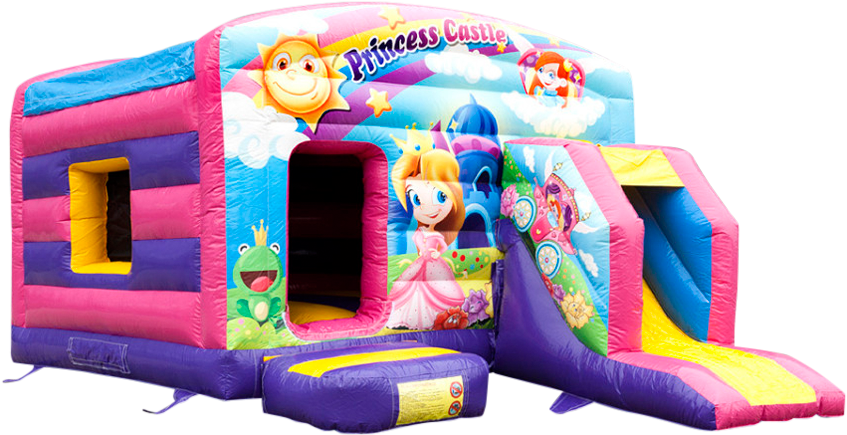 Kombineret Hoppeborg & Slide - Inflatable Castle (940x626)