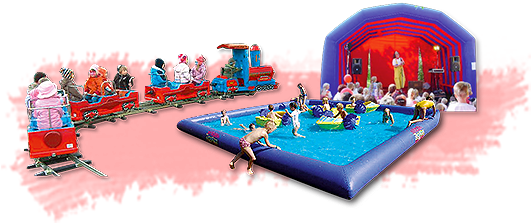 Bühne Karussel Eisenbahn Wasserspiele - Inflatable (539x240)