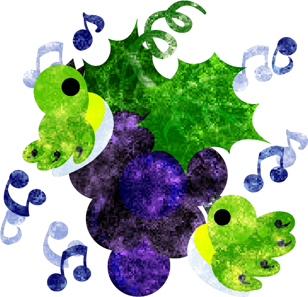 フリーのイラスト素材可愛い小鳥と葡萄 Free Illustration A Cute Illustration - Grape (615x594)