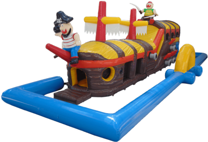 2 Part Pirate Ship Obstacle Course - Inflatable (500x375)