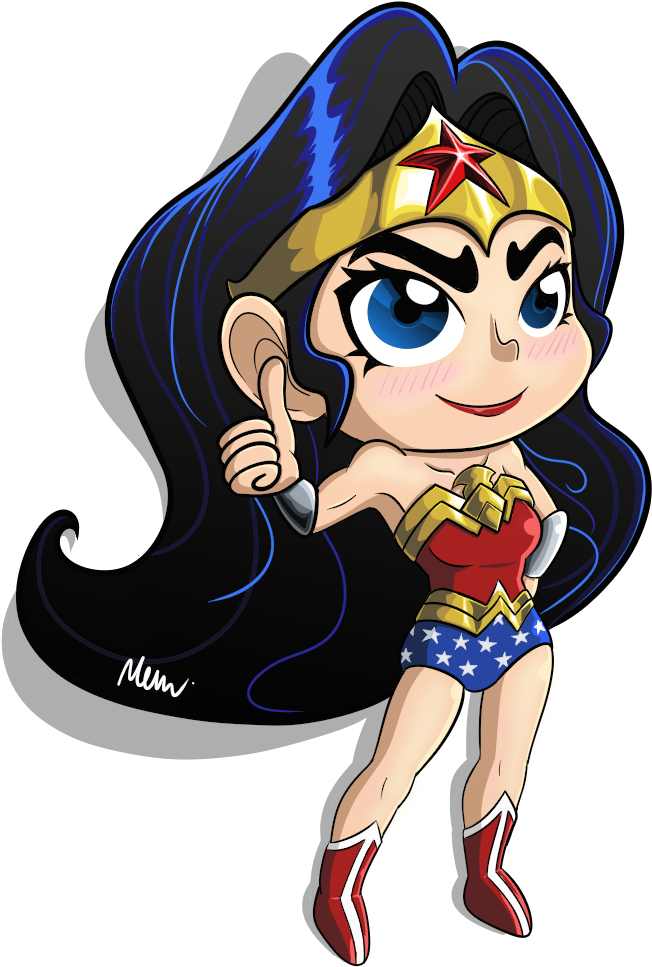 Chibi Wonder Woman By Fujuzakinc - Wonder Woman Chibi Png (800x1100)