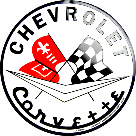 Chevrolet Corvette Circle - Chevrolet Chevy Corvette Flag Logo Circular Sign (530x530)
