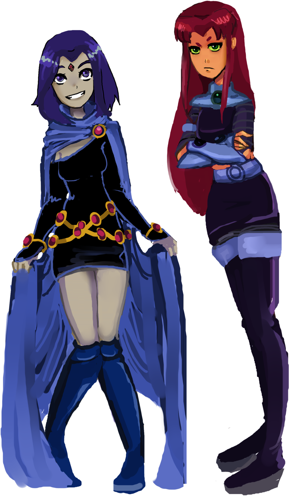 Starfire In Raven's Body - Anime Raven & Starfire (1024x1633)