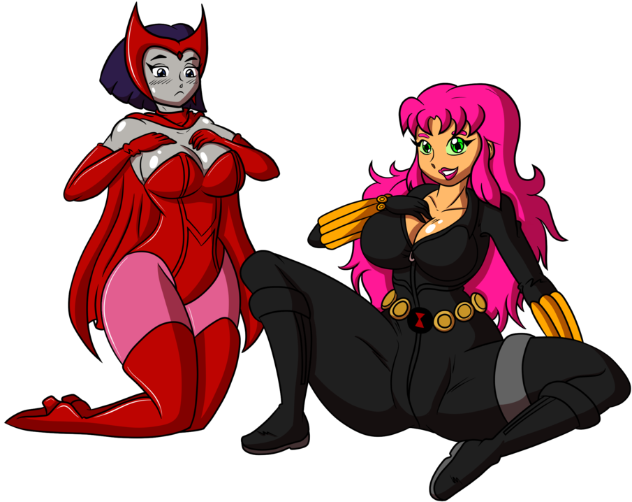 Raven And Starfire Cosplaying The Avengers Girls By - Starfire Y Raven Hot (1024x745)